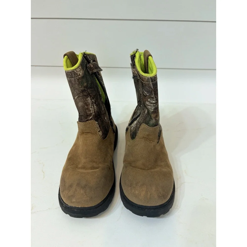 Magellan Outdoors Youth 11D Realtree Camo Boots Brown Zip Up Outdoor Hunting